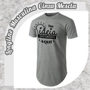 Camiseta Longline Masculina Cinza Mescla