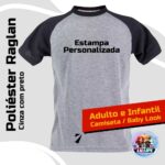 Camiseta Raglan Cinza Mescla - Preto
