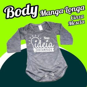 BODY Bebê Cinza Mescla – Manga Longa