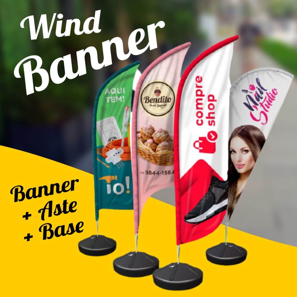 Wind Banner Completo – Banner + Aste + Base