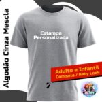 Camiseta Ou Baby Look Algodão Cinza Mescla Personalizada