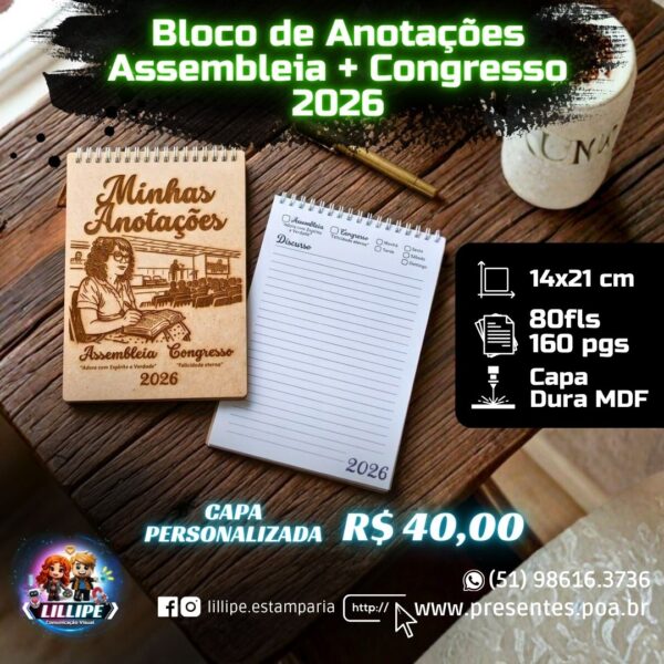Bloco de Anotações Assembleia + Congresso 2026 - Imagem 2