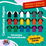 Camiseta Raglan Cores 100% Poliéster Personalizada