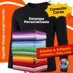 Camiseta Manga Longa Colorida Algodão Personalizada
